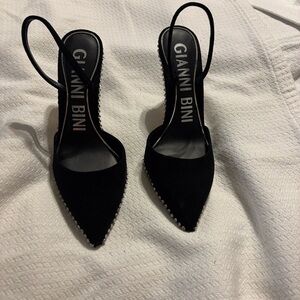 Gianni Bini Black Heels with Pearl Detail